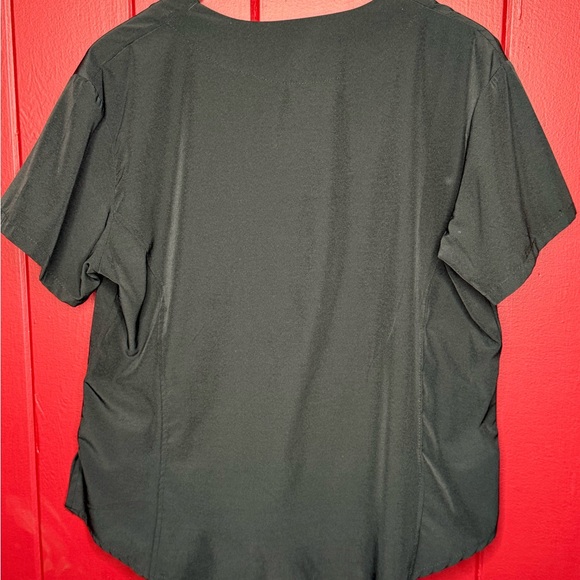 Women’s Black Scrub Top XL– Short Sleeve with Zipper Front & Pockets - Picture 5 of 6